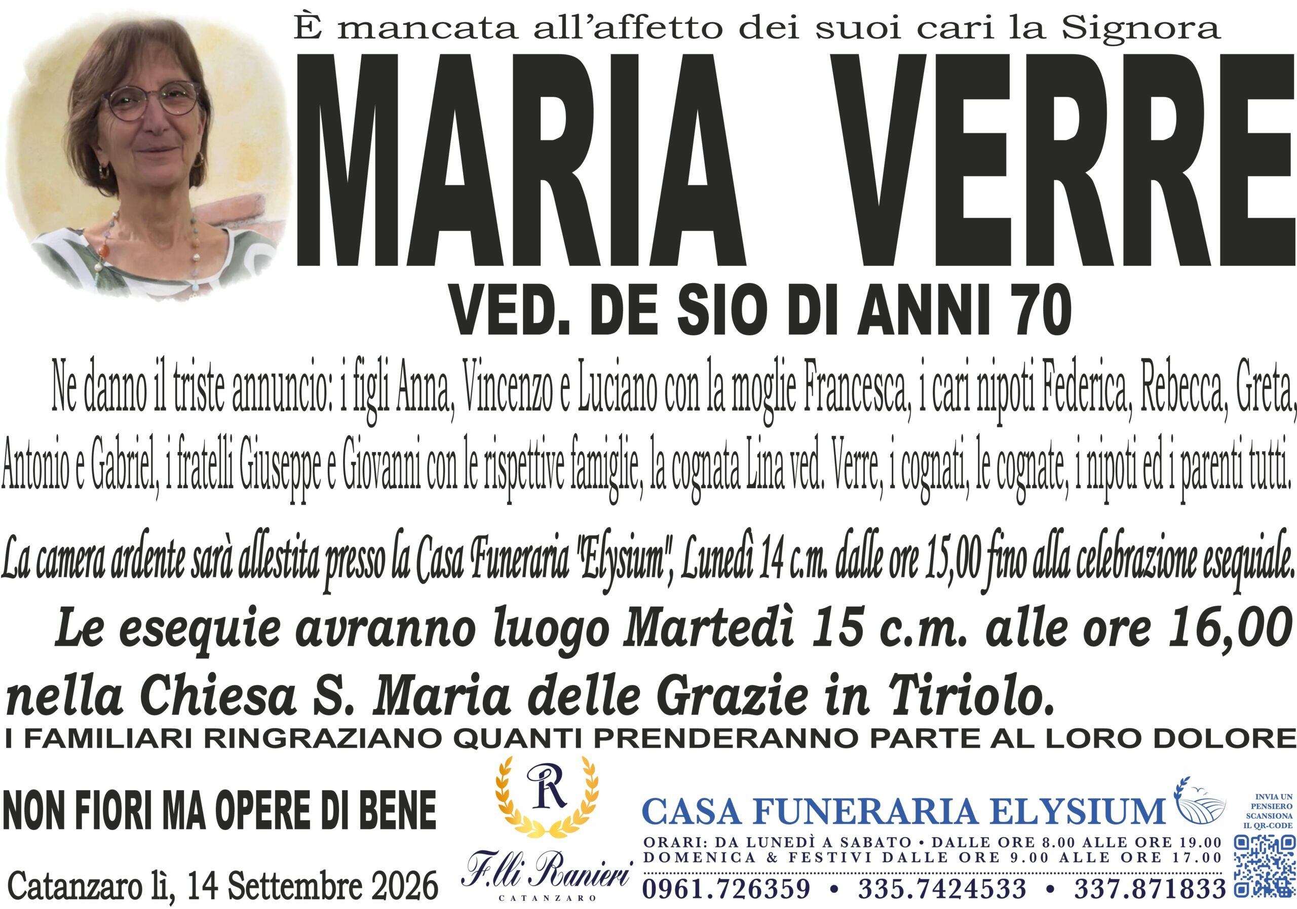 Maria Verre non è più con noi