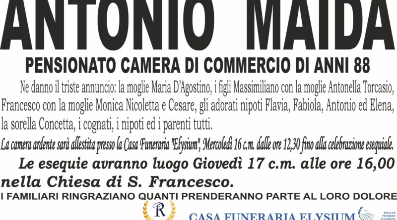 Antonio Maida non è più con noi