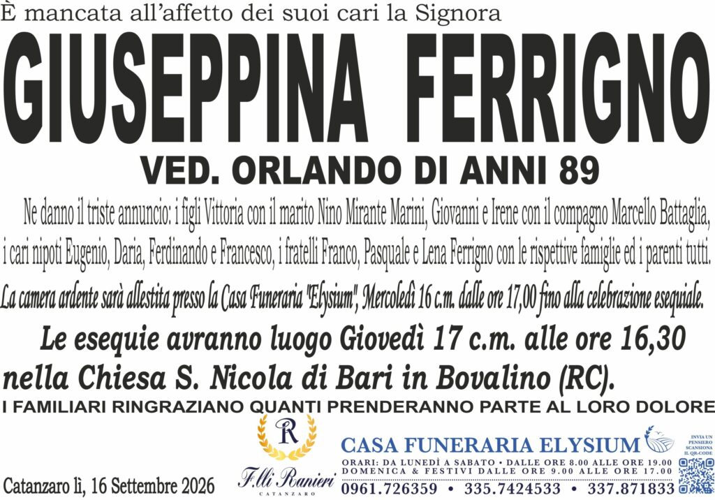 Giuseppina Ferrigno non è più con noi