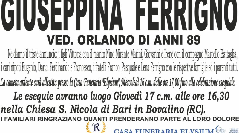 Giuseppina Ferrigno non è più con noi