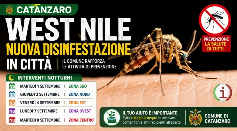 West Nile, il Comune rafforza le attività di prevenzione: programmati nuovi interventi di disinfestazione
