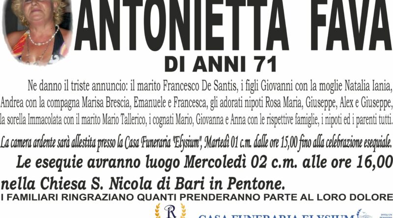 Antonietta Fava non è più con noi