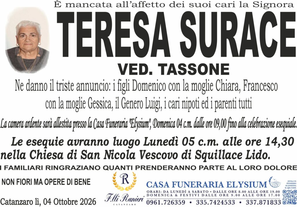 Teresa Surace ci ha lasciati