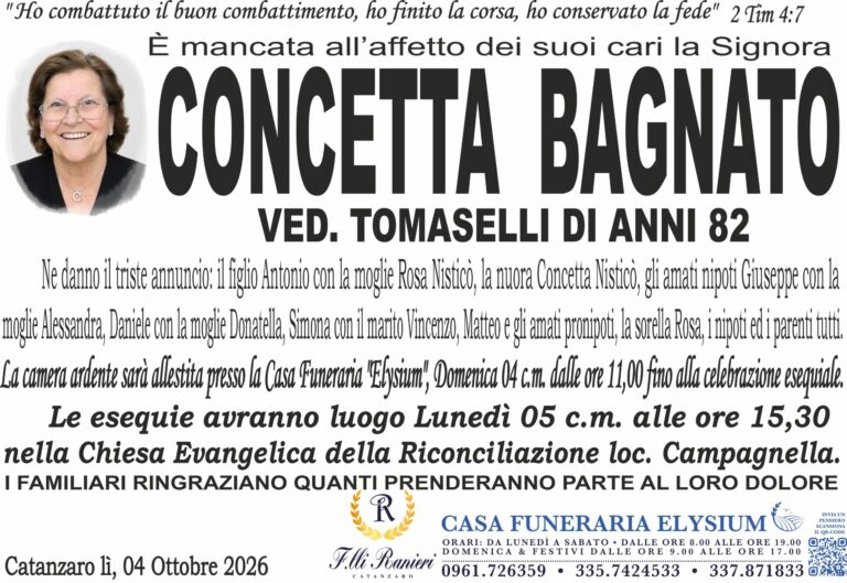 Concetta Bagnato ci ha lasciato
