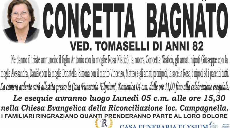 Concetta Bagnato ci ha lasciato