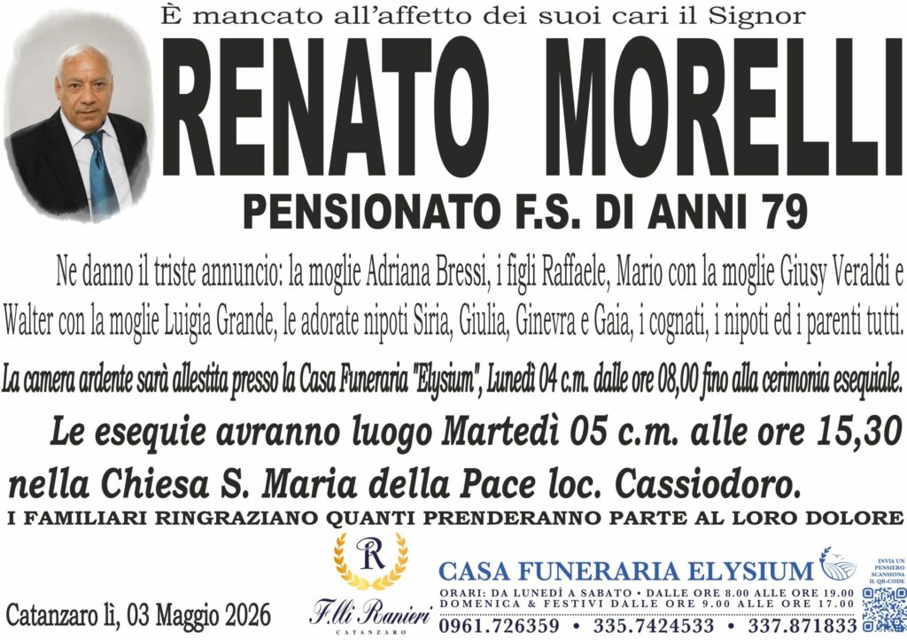 Renato Morelli è mancato all'affetto dei suoi cari