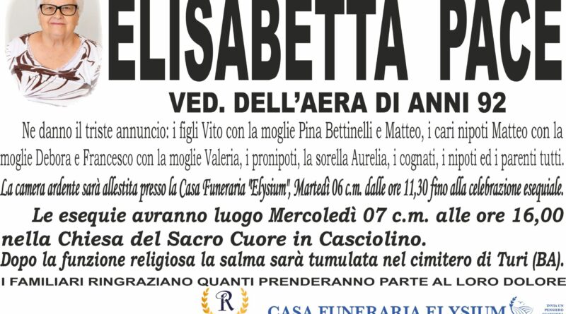 Elisabetta Pace ci ha lasciati