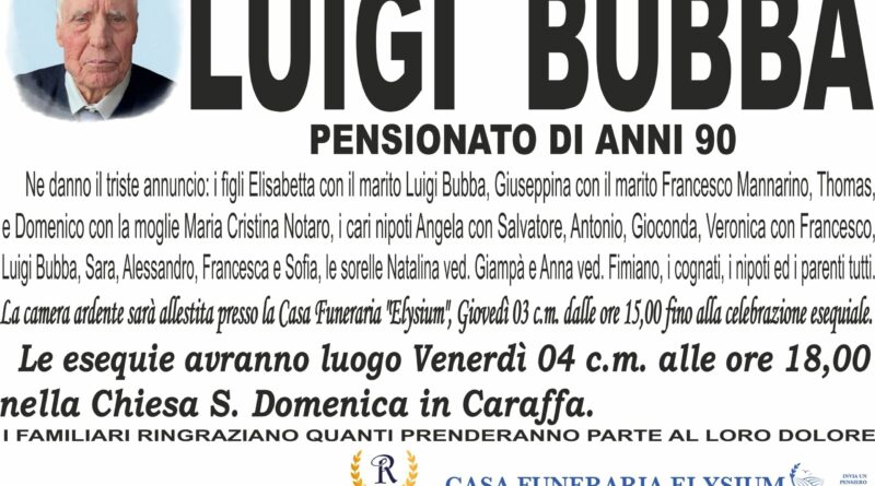 Luigi Bubba non è più con noi