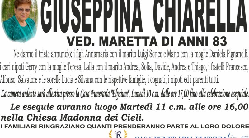 Giuseppina Chiarella non è più con noi