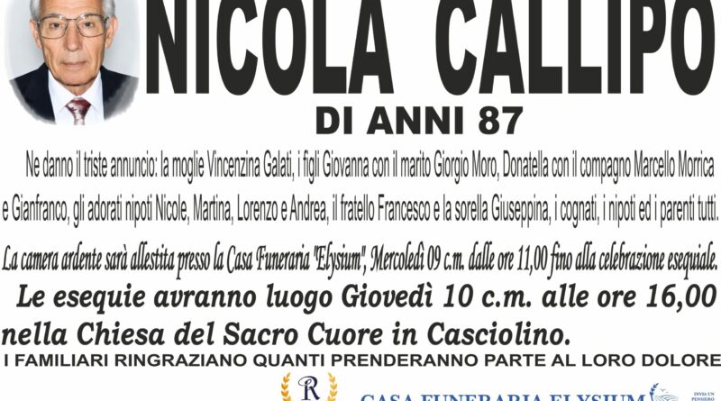 Nicola Callipo non è più con noi