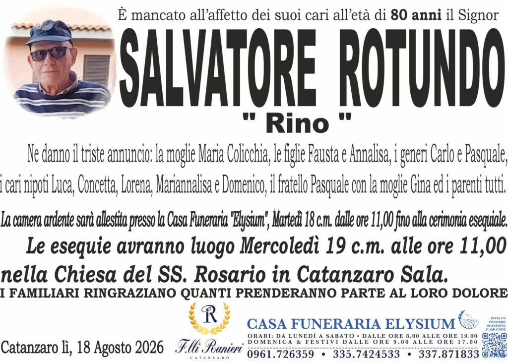 Salvatore (Rino) Rotundo, non è più con noi
