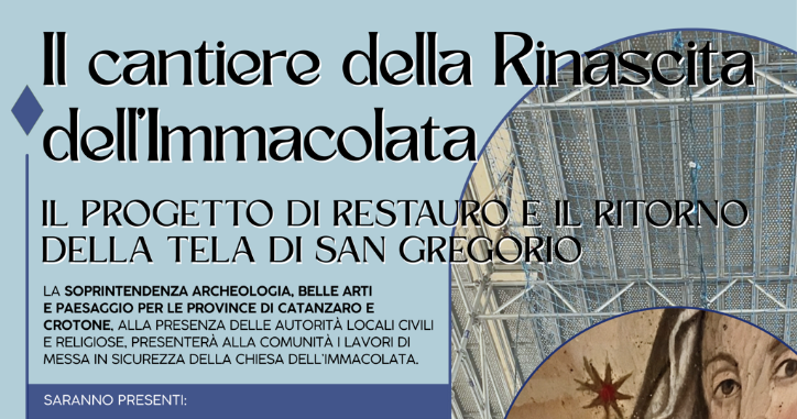 Lavori di messa in sicurezza del cantiere della Rinascita dell’Immacolata di Stalettì e riconsegna la tela di San Gregorio alla comunità