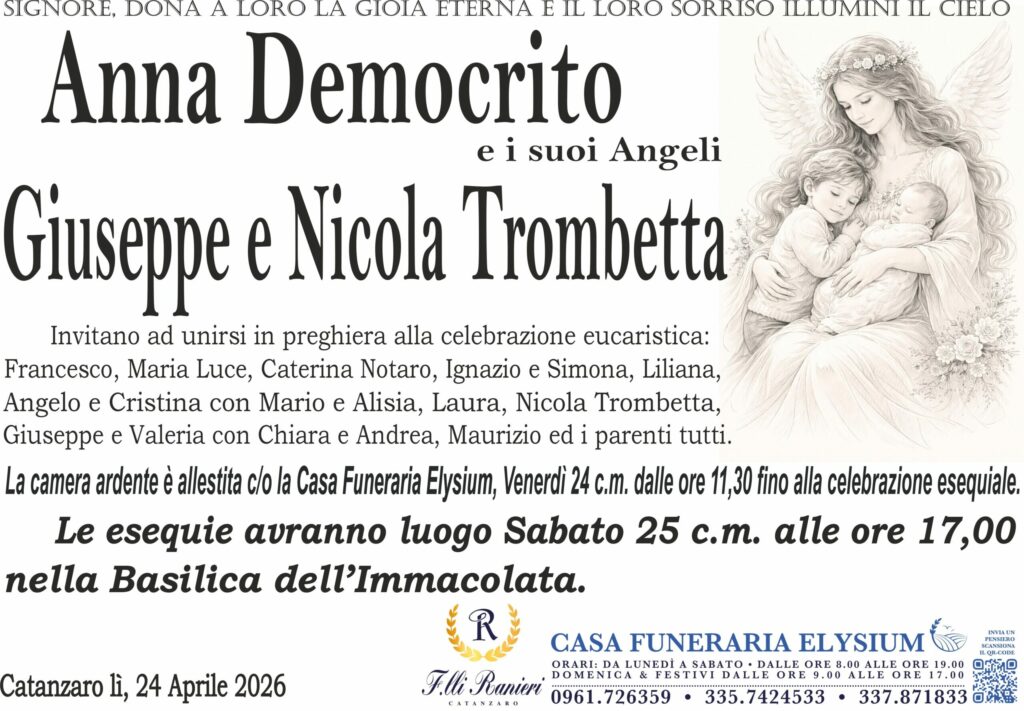 Anna Democrito ed i suoi angeli, Giuseppe e Nicola, sono tragicamente mancati all'affetto dei loro cari