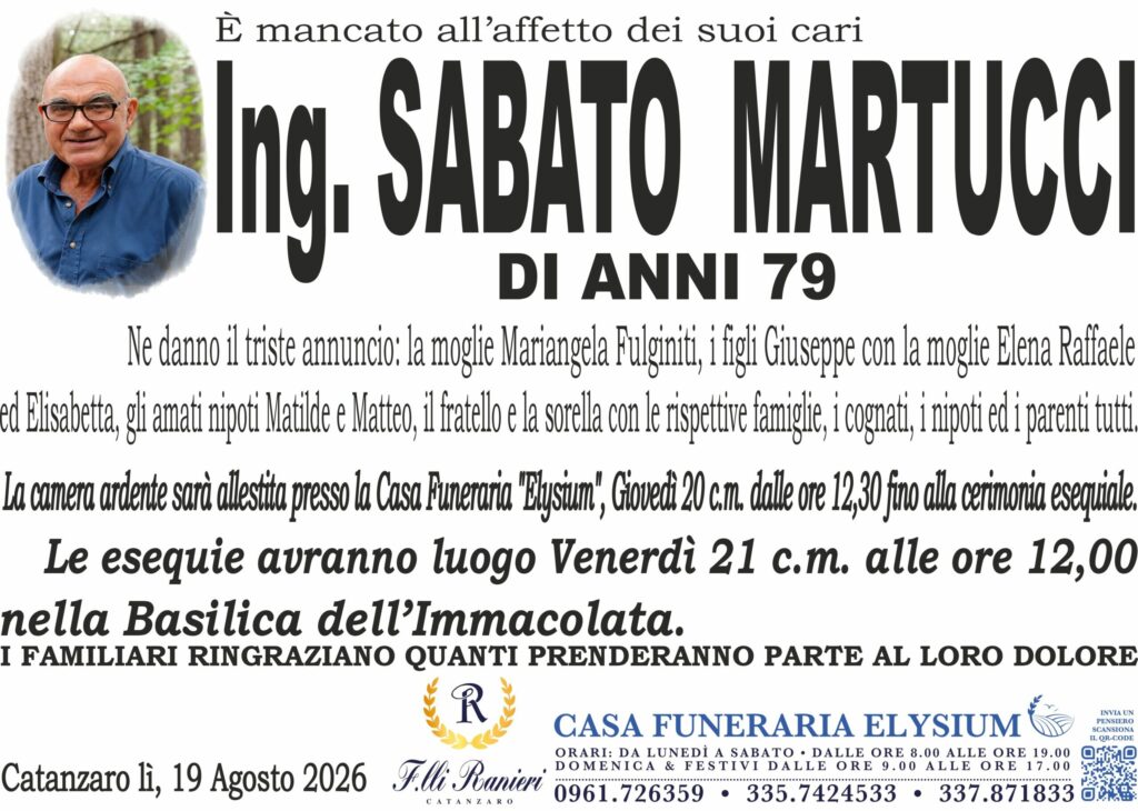 L'Ing. Sabato Martucci non è più con noi