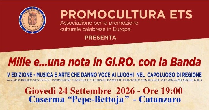 Mille e una nota… in GI.RO. con la Banda Dal 24 settembre al 9 ottobre la V edizione del progetto promosso dall’Associazione Promocultura.