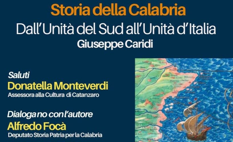 “Storia della Calabria. Dall’Unità del Sud all’Unità d’Italia”. Il volume di Giuseppe Caridi sarà presentato domani, 4 dicembre, alla biblioteca “De Nobili”