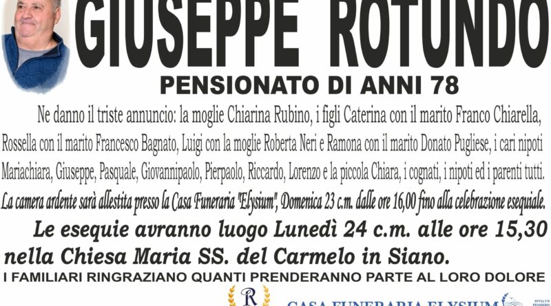 Giuseppe Rotundo non è più con noi