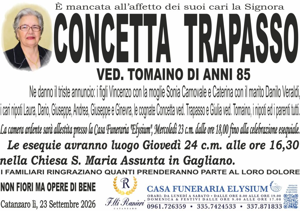 Concetta Trapasso non è più con noi