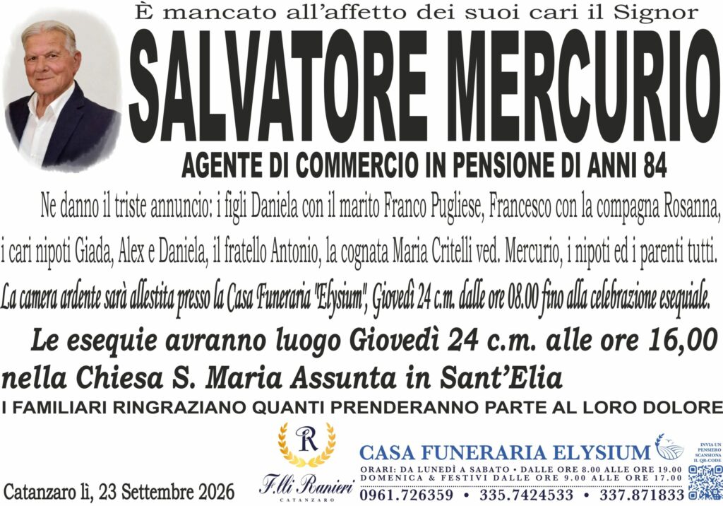 Salvatore Mercurio non è più con noi