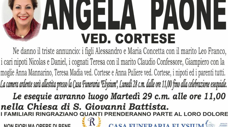 Angela Paone non è più con noi