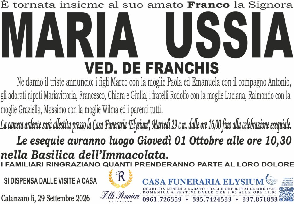 Maria Ussia ci ha lasciati