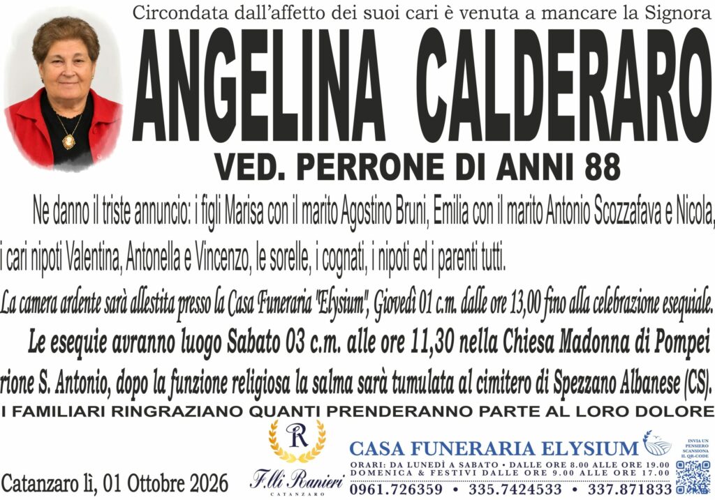 Angelina Calderaro non è più con noi