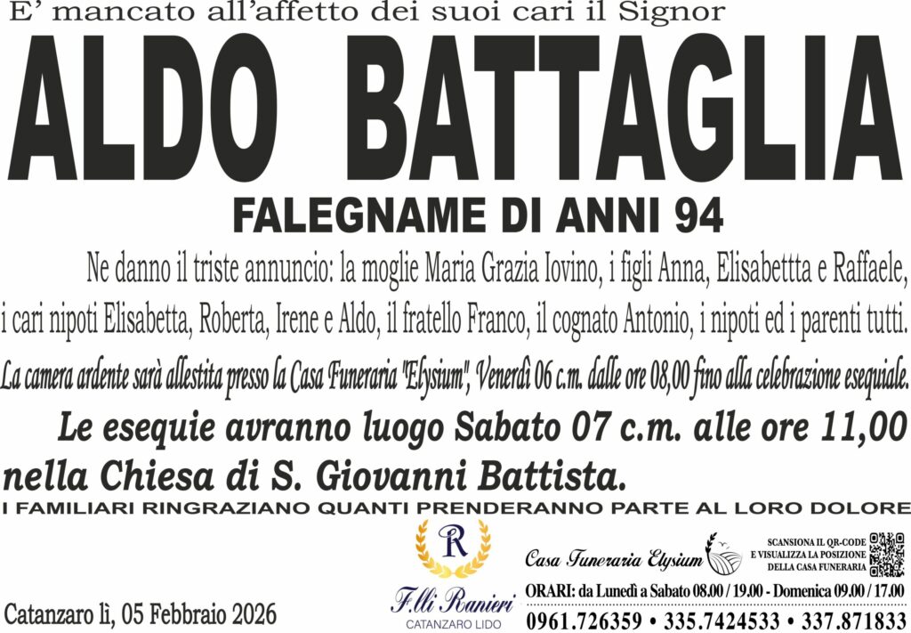 ALDO BATTAGLIA è MANCATO ALL'AFFETTO DEI SUOI CARI