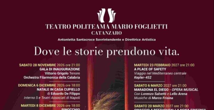 Risparmia e sostieni il Teatro Politeama di Catanzaro: entra nel vivo la campagna abbonamenti per godersi la nuova stagione