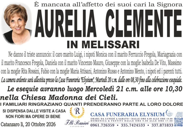 Aurelia Clemente ci ha lasciati