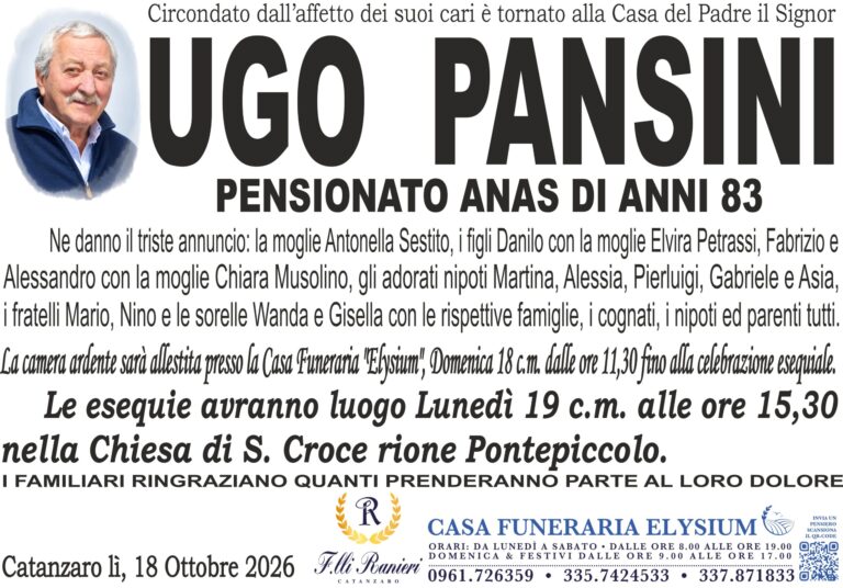 Ugo Pansini ci ha lasciato