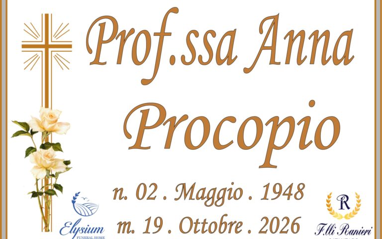 La Prof.ssa Anna Procopio ci ha lasciati