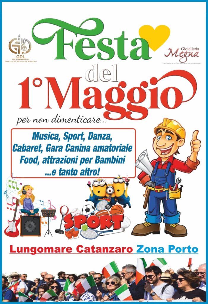 Il 1° Maggio sbarca a Catanzaro nel quartiere marinaro Musica, sport e solidarietà per le zone colpite dal Ciclone Harry Il 23 aprile la conferenza stampa