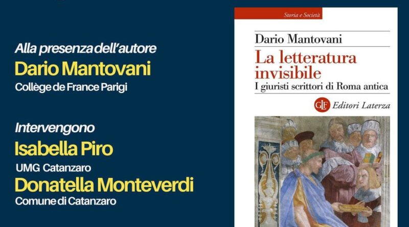 Venerdì in biblioteca De Nobili arriva Dario Mantovani, docente al Collège de France di Parigi, membro dell'Accademia Nazionale dei Lincei