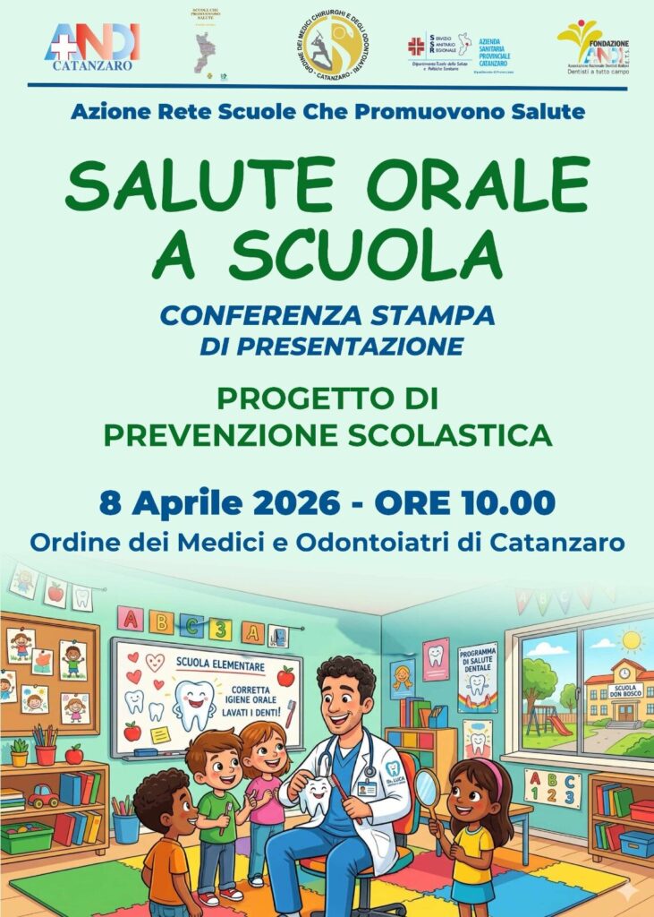 Salute orale nelle scuole, mercoledì 8 aprile alle 10 la presentazione del progetto pilota a Catanzaro